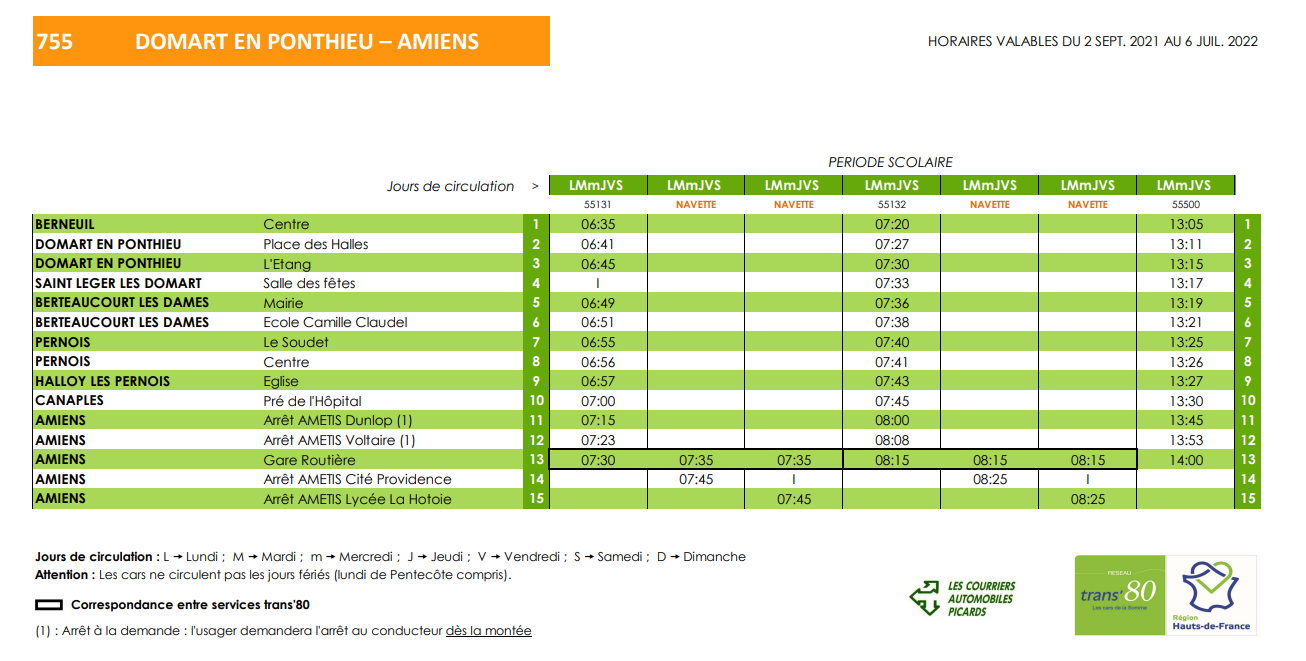 Horaires des bus